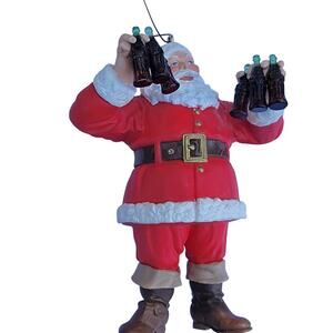 Vintage Coca-Cola Santa Ornament with Six-Pack Bottles 1990s Resin